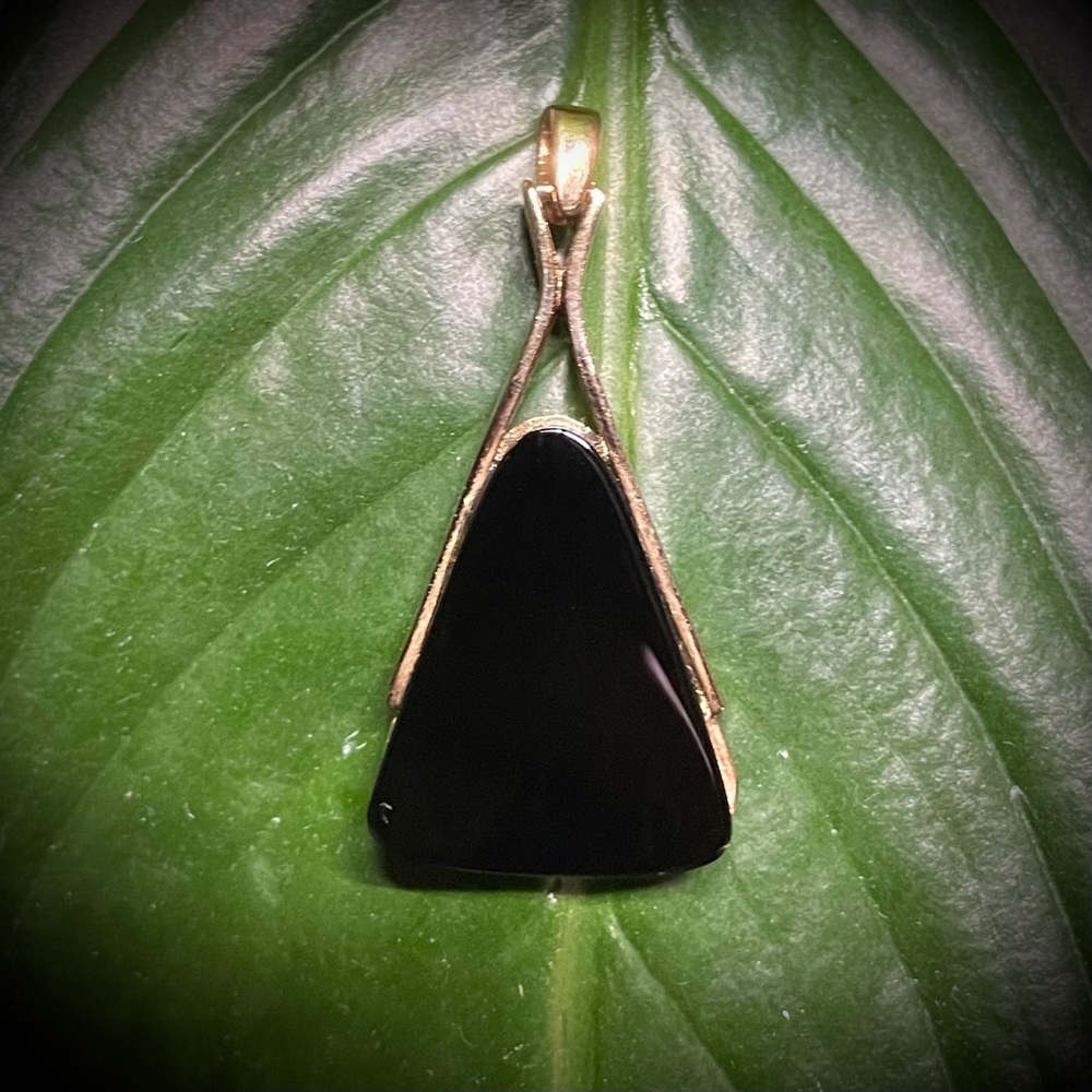 Vintage Sterling Silver Black Onyx Gold Wash pendant